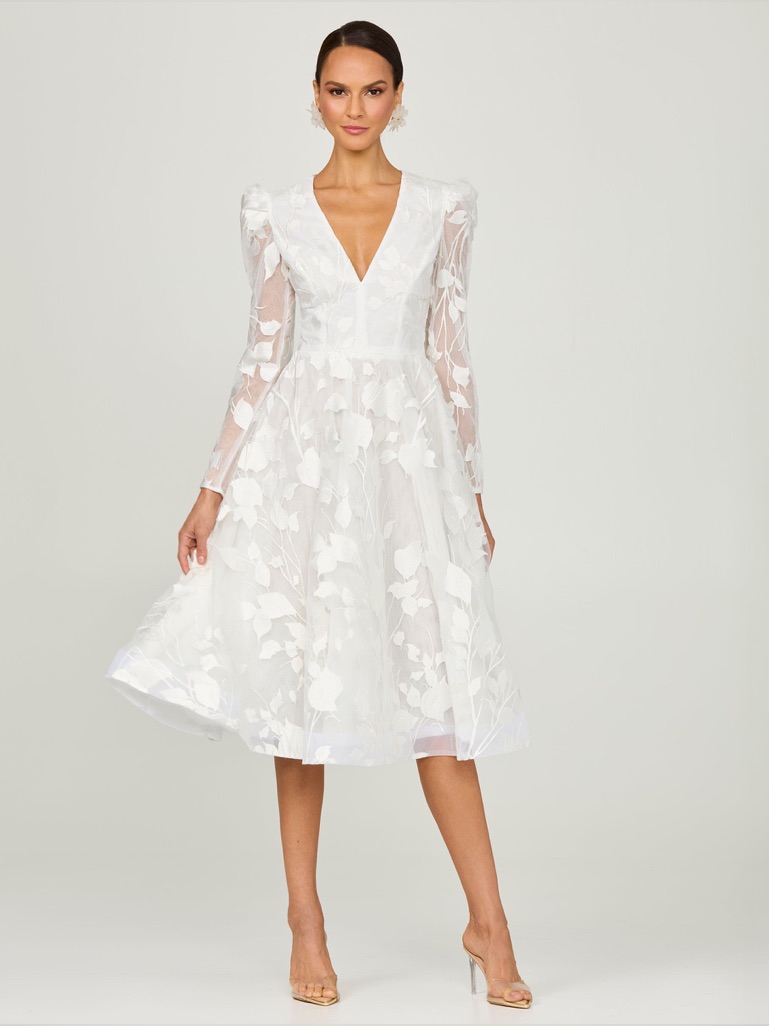Helsi Parker Embroidered Midi Dress In Off White Cocktail Party Size Xs Nwt